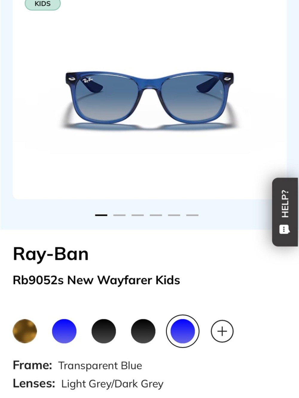Ray-Ban Kids Transparent Blue Wayfarer Sunglasses with Gradient Grey Lenses